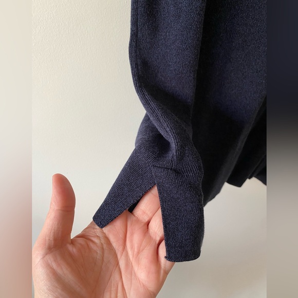 MM LaFleur Peggy Top Navy Blue Knit Stretch Business Casual Classy Melange Large - Picture 3 of 6